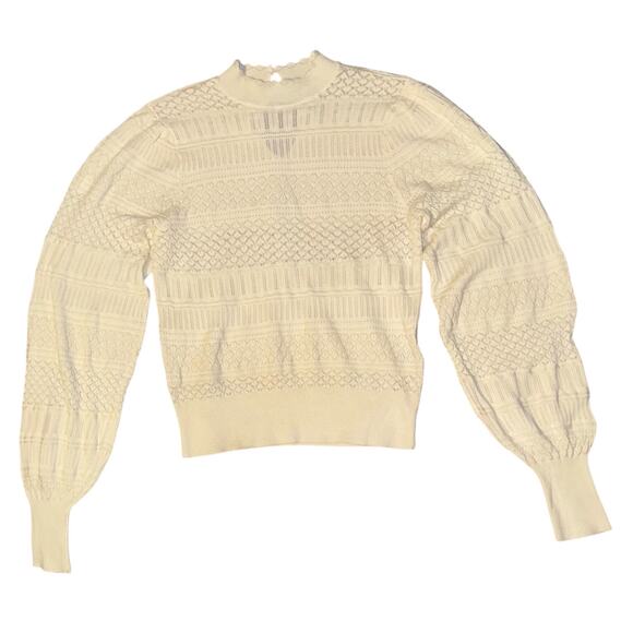 Abercrombie & Fitch Lightweight Cropped Cottage Sweater Women's Size Small Lace - Picture 1 of 8